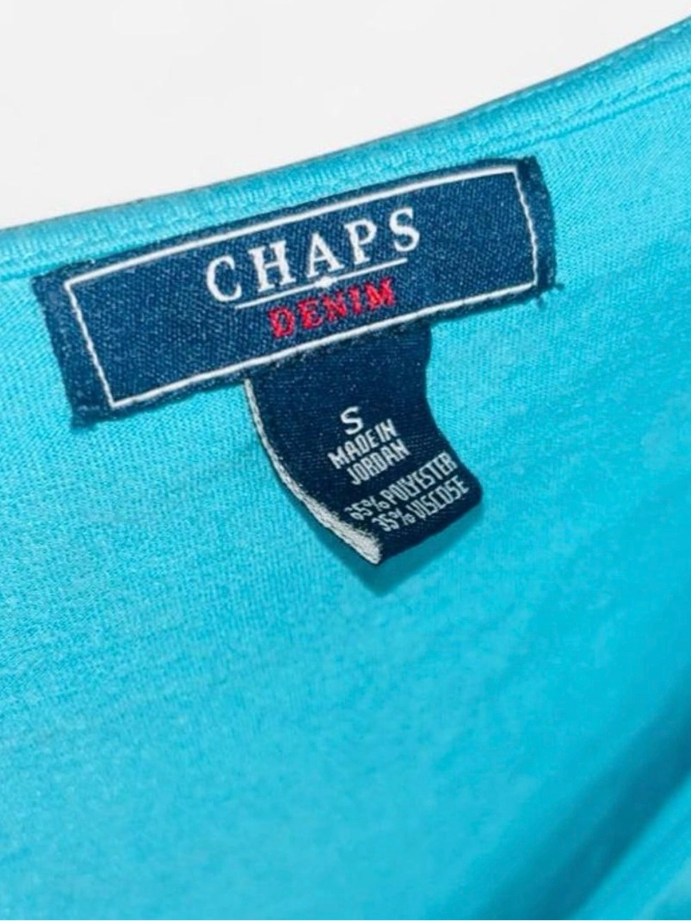 Chaps Turquoise Ruffle V-Neck Tank - Picture 3 of 6